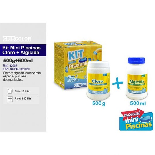 [42005] KIT MINI PISCINAS CLORO 500G + ALGICIDA 500ML