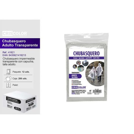 [41621] CHUBASQUERO ADULTO TRANSPARENTE (Precio Unitario)