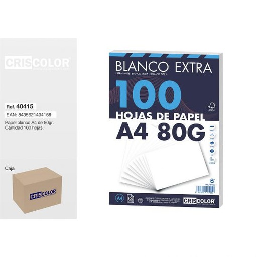 [40415] PAQUETE DIN A4 BLANCO 100 HOJAS