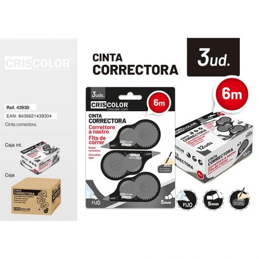 [43930] CINTA CORRECTORA 3UDS 5MMX6M