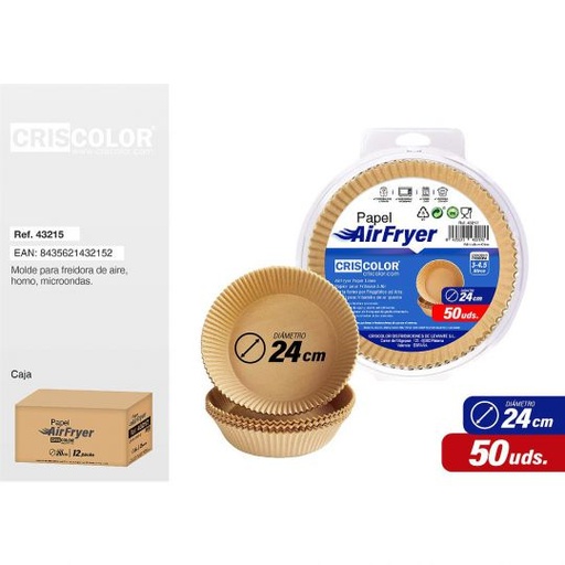 [43215] PAPEL FREIDORA AIRE 24CM REDONDO 50UDS.