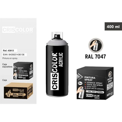 [43613] PINTURA SPRAY ACRYLIC GRIS RAL 7047 400ML