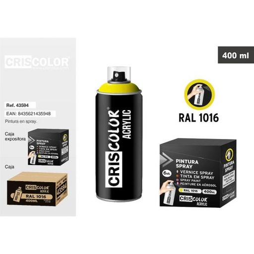 [43594] PINTURA SPRAY ACRYLIC AMARILLO AZUFRE RAL 1016 400ML