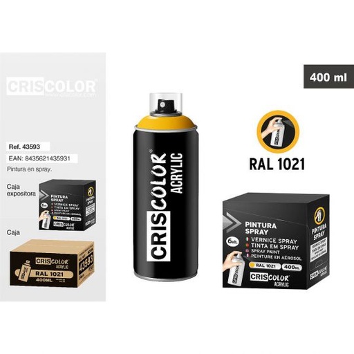 [43593] PINTURA SPRAY ACRYLIC AMARILLO RAL 1021 400ML