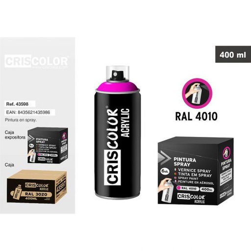 [43598] PINTURA SPRAY ACRYLIC MAGENTA RAL 4010 400ML