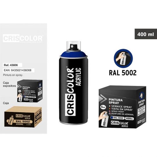 [43606] PINTURA SPRAY ACRYLIC AZUL ULTRAMAR RAL 5002 400ML