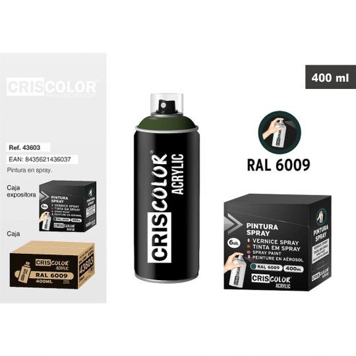[43603] PINTURA SPRAY ACRYLIC VERDE ABETO RAL 6009 400ML