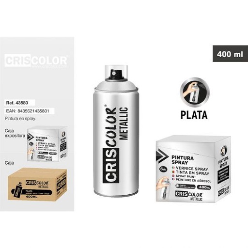 [43580] PINTURA SPRAY METALLIC PLATA 400ML