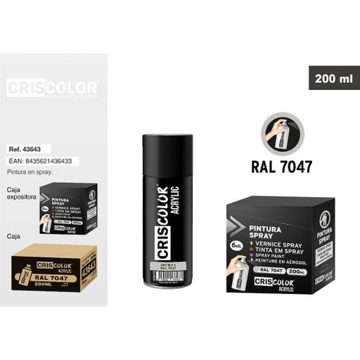 [43643] PINTURA SPRAY ACRYLIC GRIS RAL 7047 200ML