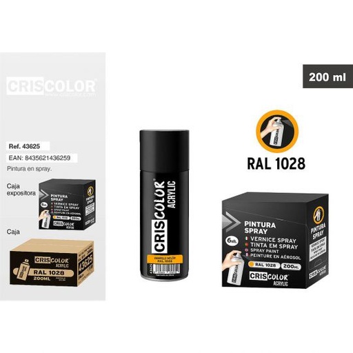 [43625] PINTURA SPRAY ACRYLIC AMARILLO MELON RAL 1028 200ML