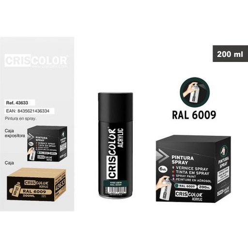 [43633] PINTURA SPRAY ACRYLIC VERDE ABETO RAL 6009 200ML
