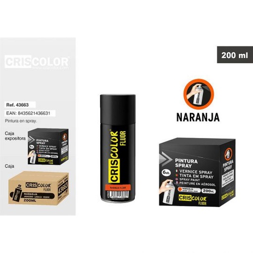 [43663] PINTURA SPRAY FLUOR NARANJA 200ML