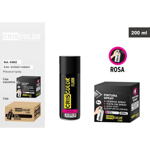 [43662] PINTURA SPRAY FLUOR ROSA 200ML