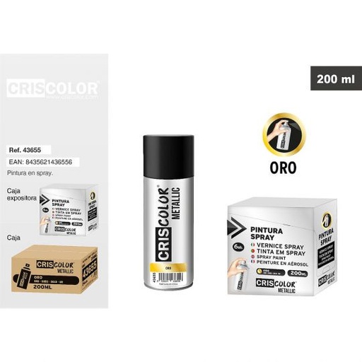 [43655] PINTURA SPRAY METALLIC ORO 200ML
