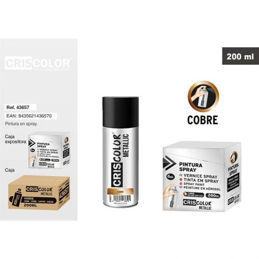 [43657] PINTURA SPRAY METALLIC COBRE 200ML