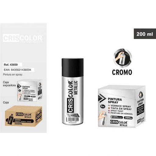 [43659] PINTURA SPRAY METALLIC CROMO 200ML
