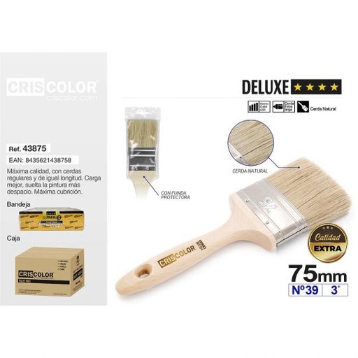 [43875] PALETINA CERDA NATURAL DELUXE 75MM Nº39