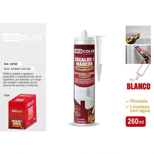 [43752] SELLADOR ACRILICO ZOCALOS Y PUERTAS BLANCO 260ML