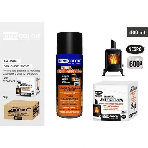 [43698] PINTURA ANTICALORICA 600º NEGRO 400ML