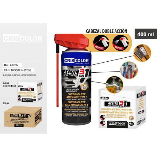 [43705] ACEITE MULTIUSOS 3 EN 1 CON CABEZAL DOBLE ACCION 400ML