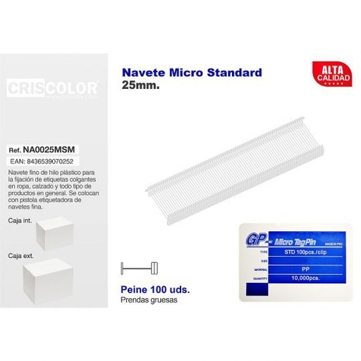 [NA0025MSM] NAVETES 25MM MICRO STANDARD CAJA 10.000UDS.