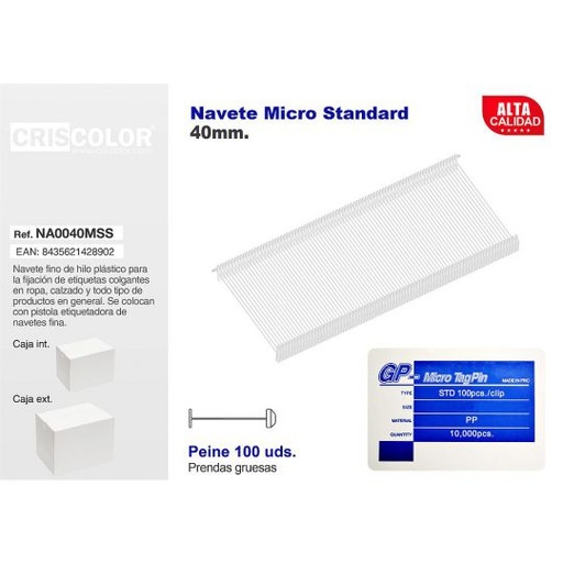 [NA0040MSS] NAVETES 40MM MICRO STANDARD CAJA 10.000UDS.