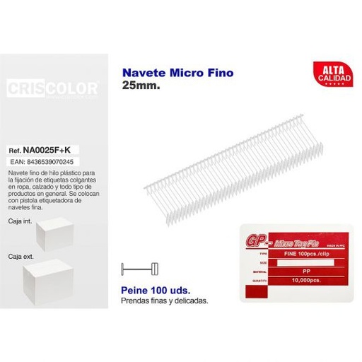 [NA0025F+K] NAVETES 25MM MICRO FINO CAJA 10.000UDS.