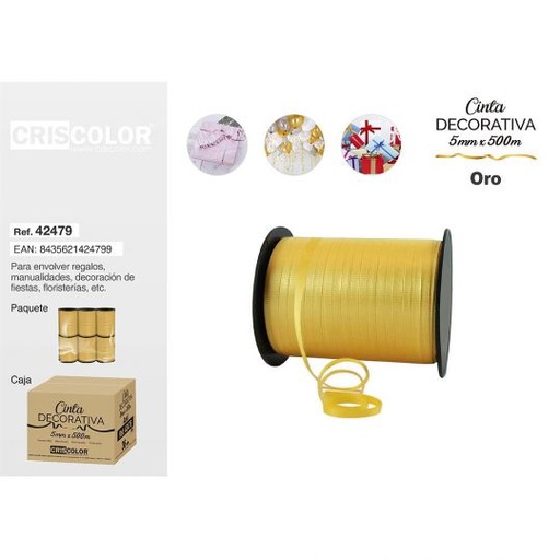 [42479] CINTA DECORATIVA 5MMX500M ORO