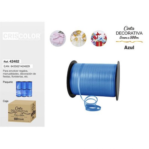 [42482] CINTA DECORATIVA 5MMX500M AZUL