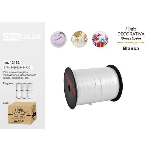 [42472] CINTA DECORATIVA 10MMX250M BLANCA