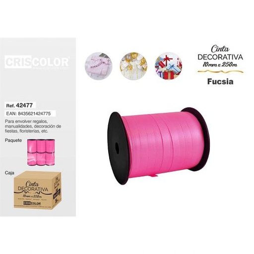 [42477] CINTA DECORATIVA 10MMX250M FUCSIA