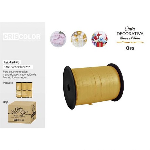 [42473] CINTA DECORATIVA 10MMX250M ORO