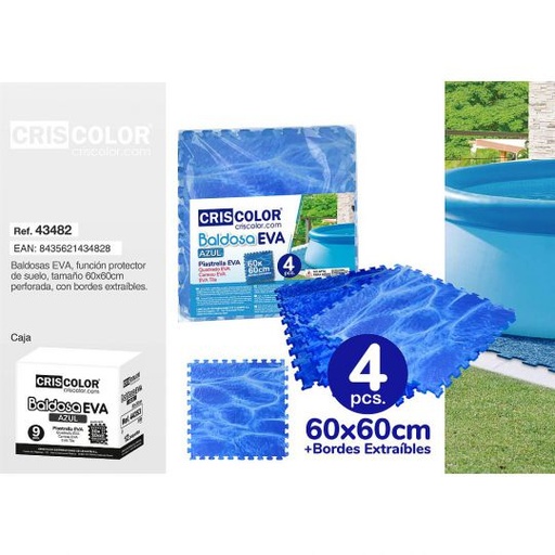[43482] BALDOSA EVA AZUL 60X60CM 4 PCS.