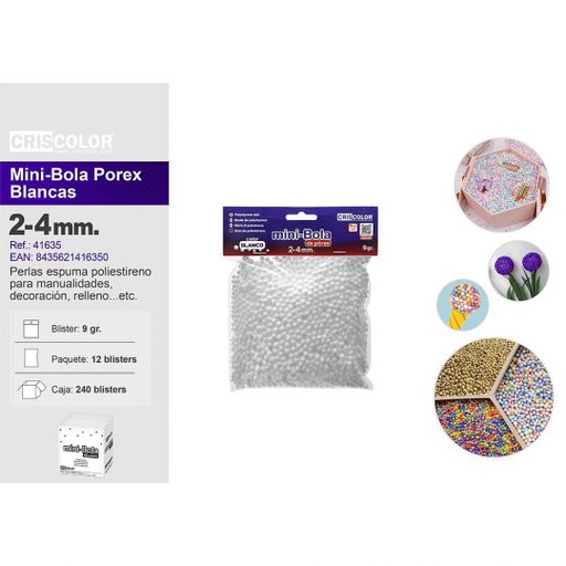 [41635] MINI-BOLA POREX 2-4MM 9GR. BLANCAS (Bolsa)