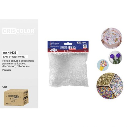 [41636] MINI-BOLA POREX 8-10MM 9GR. BLANCAS (Bolsa)