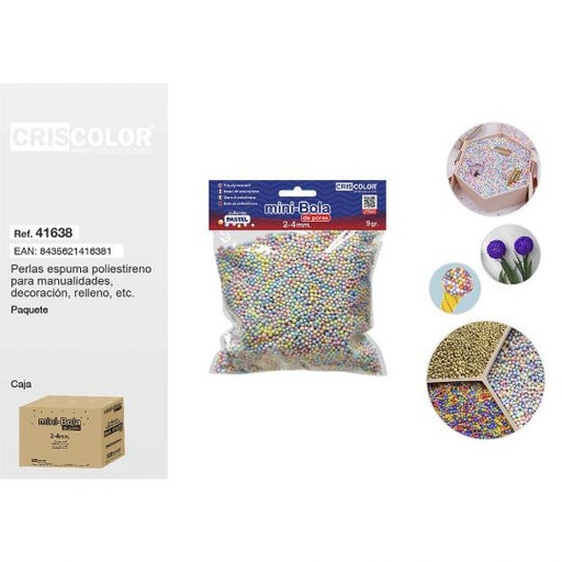 [41638] MINI-BOLA POREX 2-4MM 9GR. SURTIDO PASTEL (Bolsa)