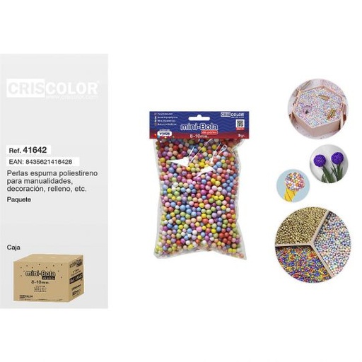 [41642] MINI-BOLA POREX 8-10MM 9GR. SURTIDO FUERTE (Bolsa)
