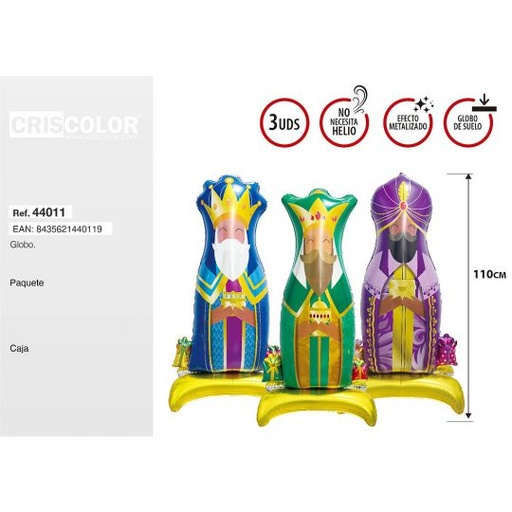 [44011] GLOBOS REYES MAGOS 110CM 3UDS