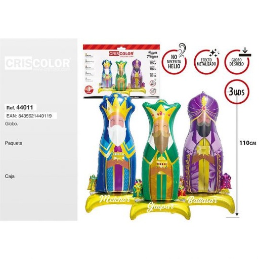 [44011] GLOBOS REYES MAGOS 110CM 3UDS