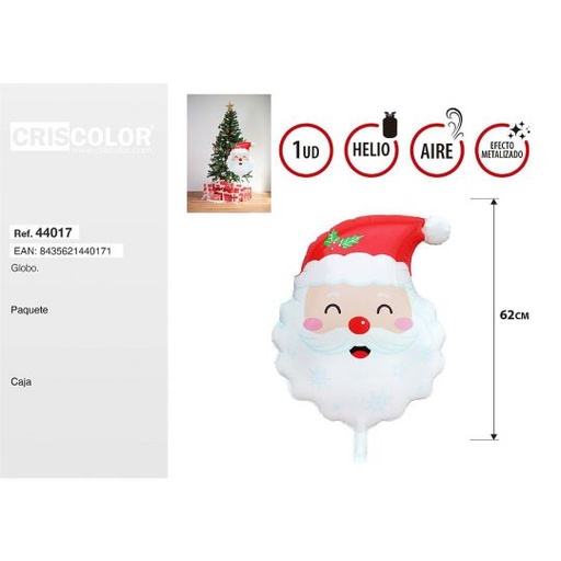 [44017] GLOBO CARA PAPA NOEL 62CM