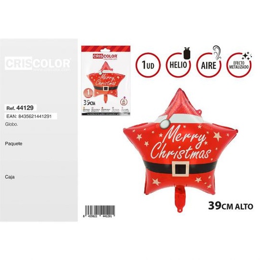 [44129] GLOBO ESTRELLA MERRY CHRISTMAS 39CM