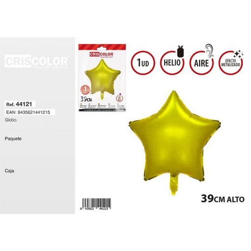 [44121] GLOBO ESTRELLA ORO 39CM