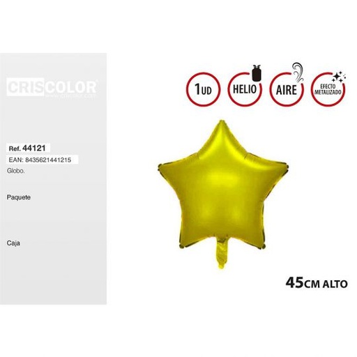 [44121] GLOBO ESTRELLA ORO 45CM