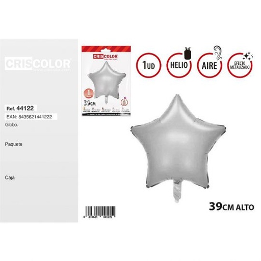 [44122] GLOBO ESTRELLA PLATA 39CM