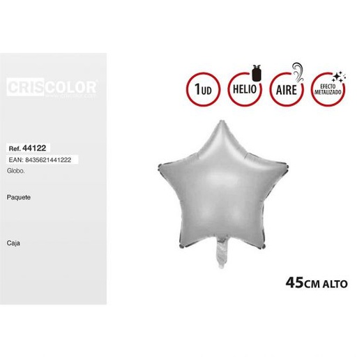 [44122] GLOBO ESTRELLA PLATA 45CM