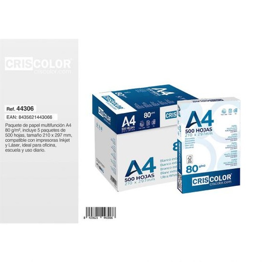 [44306-5] PAQUETE DIN A4 BLANCO 500 HOJAS (Caja Completa 5und.)