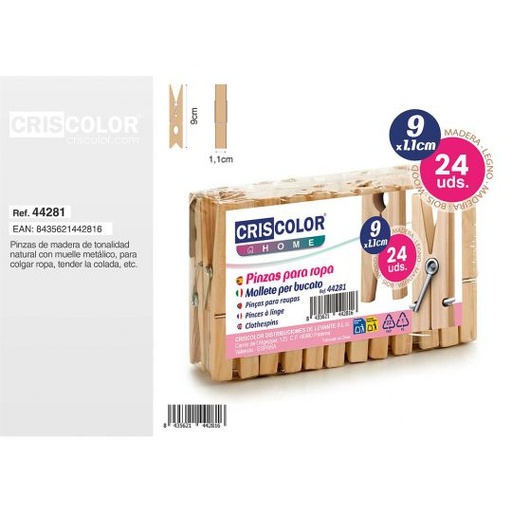 [44281] PINZAS ROPA MADERA 9CM