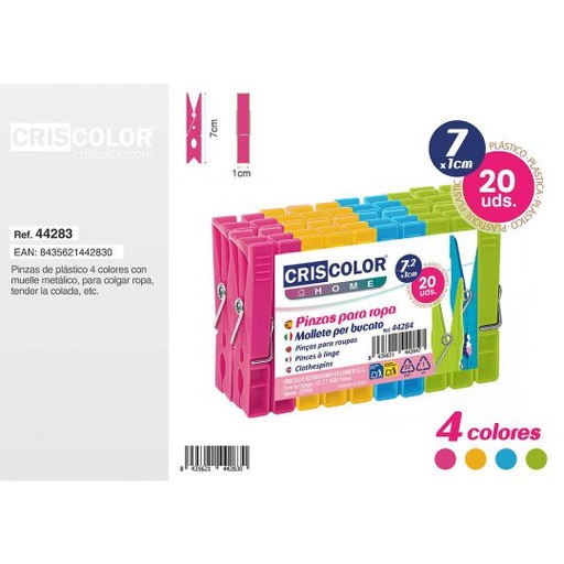 [44283] PINZAS ROPA PLASTICO 7CM