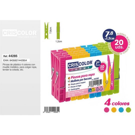 [44285] PINZAS ROPA PLASTICO 7,8CM