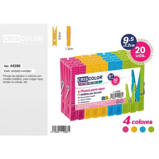 [44286] PINZAS ROPA PLASTICO 9,5CM